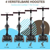 Hurtle Kids Scooter,3 Wheel Scooter,Foldable Scooter with Adjustable Height,Non-slip Platform,LED Illuminated Wheels,Scooter for Girls/Boys