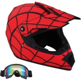 Motorcrosshelm, DOT Fullface helm, Spiderman-stijl, motorcross, fietshelm, offroad, crosshelm, met veiligheidsbril, uniseks, jeugd en kinderen