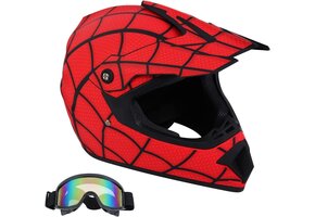 Motorcrosshelm Spiderman Stijl Mat Rood - 34% Korting