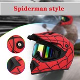 Motorcrosshelm, DOT Fullface helm, Spiderman-stijl, motorcross, fietshelm, offroad, crosshelm, met veiligheidsbril, uniseks, jeugd en kinderen