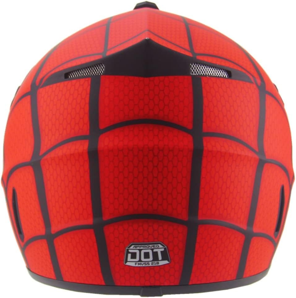 Motorcrosshelm, DOT Fullface helm, Spiderman-stijl, motorcross, fietshelm, offroad, crosshelm, met veiligheidsbril, uniseks, jeugd en kinderen