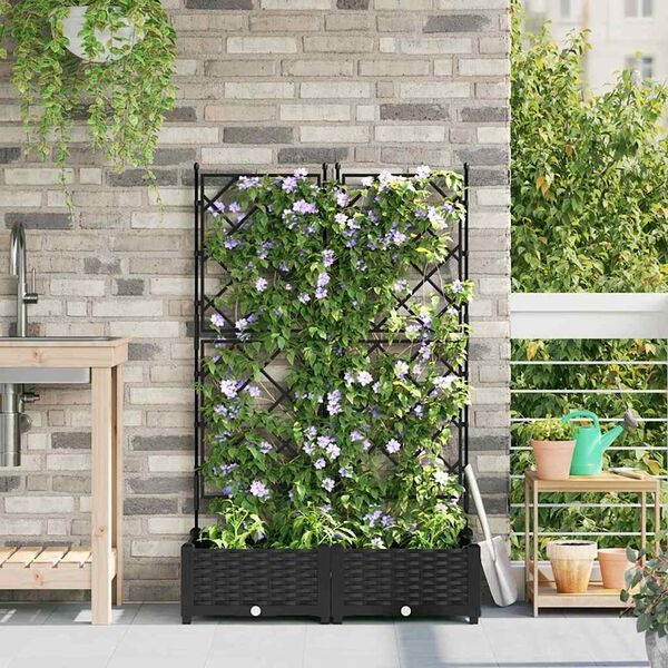 vidaXL Plantenbak 2 st Zwart 80 x 40 x 125,5 cm PP