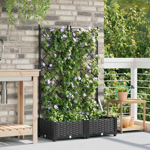 vidaXL Plantenbak 2 st Zwart 80 x 40 x 125,5 cm PP