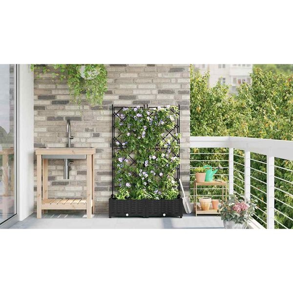 vidaXL Plantenbak 2 st Zwart 80 x 40 x 125,5 cm PP