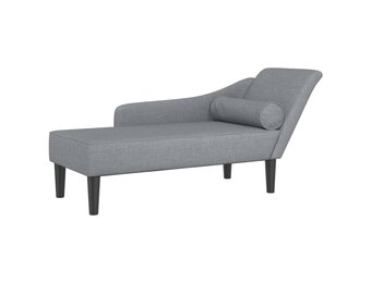 vidaXL Chaise longue met kussens stof lichtgrijs