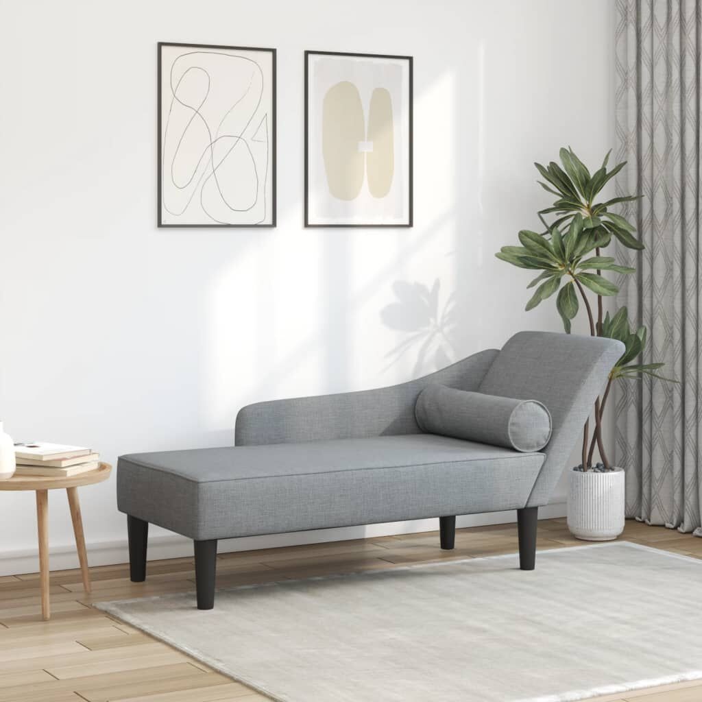 Lichtgrijze Chaise Longue met Kussens - 35% Korting