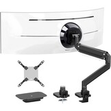 PUTORSEN 17-57 Inch Ultrawide Monitor Arm en TV Desk Mount, tot 27 kg, Premium Aluminium Single Monitor Arm Desk Mount met gasveer, stalen versterkingsplaat, VESA 75 x 75 tot 200 x 200 mm
