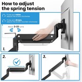 PUTORSEN 17-57 Inch Ultrawide Monitor Arm en TV Desk Mount, tot 27 kg, Premium Aluminium Single Monitor Arm Desk Mount met gasveer, stalen versterkingsplaat, VESA 75 x 75 tot 200 x 200 mm