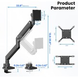 PUTORSEN 17-57 Inch Ultrawide Monitor Arm en TV Desk Mount, tot 27 kg, Premium Aluminium Single Monitor Arm Desk Mount met gasveer, stalen versterkingsplaat, VESA 75 x 75 tot 200 x 200 mm
