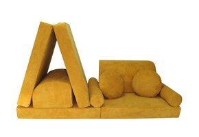 Modulaire Speelbank NINO - Honinggeel Dot Stof, 26% Korting