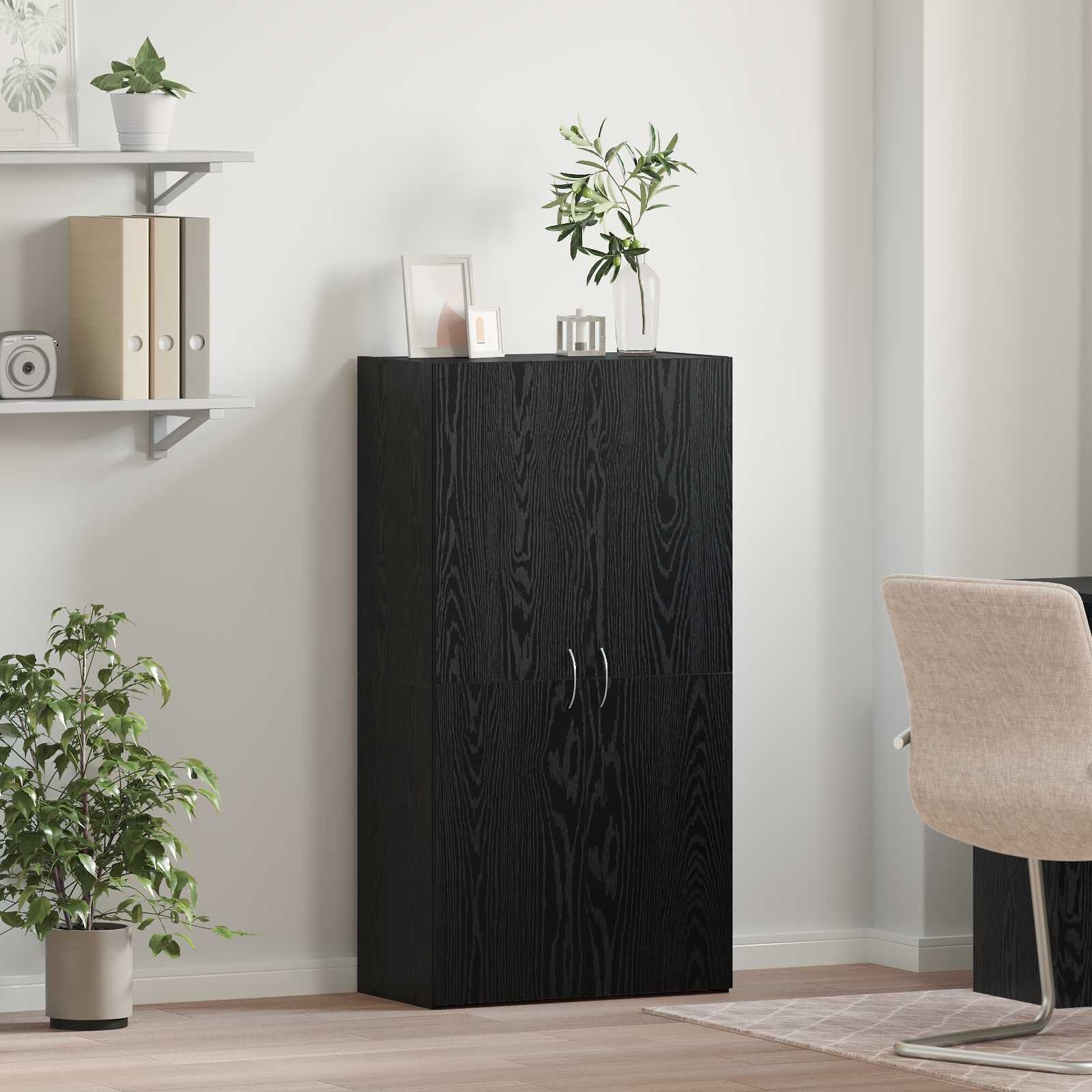 vidaXL Kantoorkast Zwart eiken 60 x 32 x 115 cm Bewerkt hout