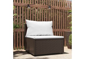 VidaXL Tuinmiddenbank Poly Rattan Bruin met Kussens - 34% Korting