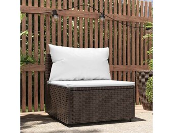 vidaXL Tuinmiddenbank met kussens poly rattan bruin