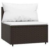 vidaXL Tuinmiddenbank met kussens poly rattan bruin