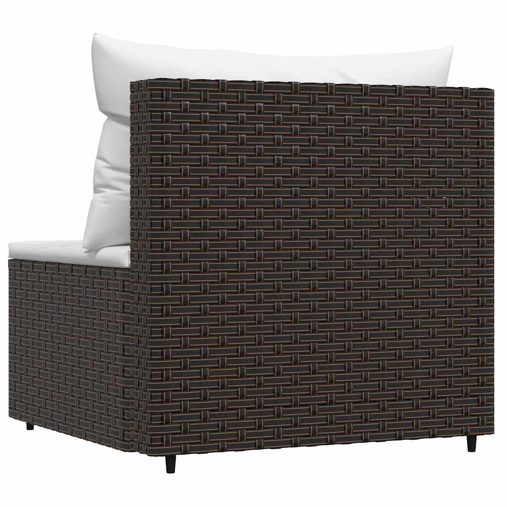vidaXL Tuinmiddenbank met kussens poly rattan bruin