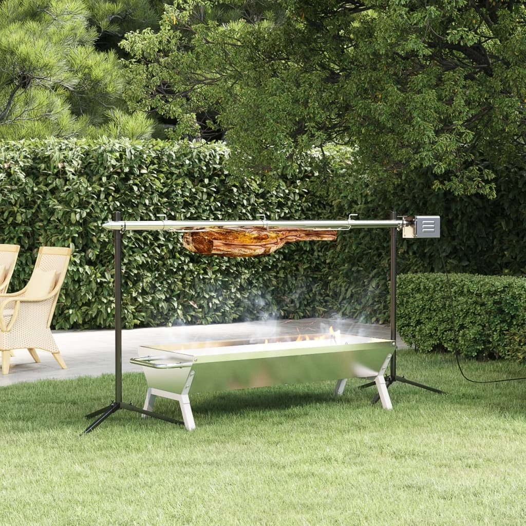 vidaXL Barbecueplaat RVS 118x42x30,5 cm Zilver - 75% Korting