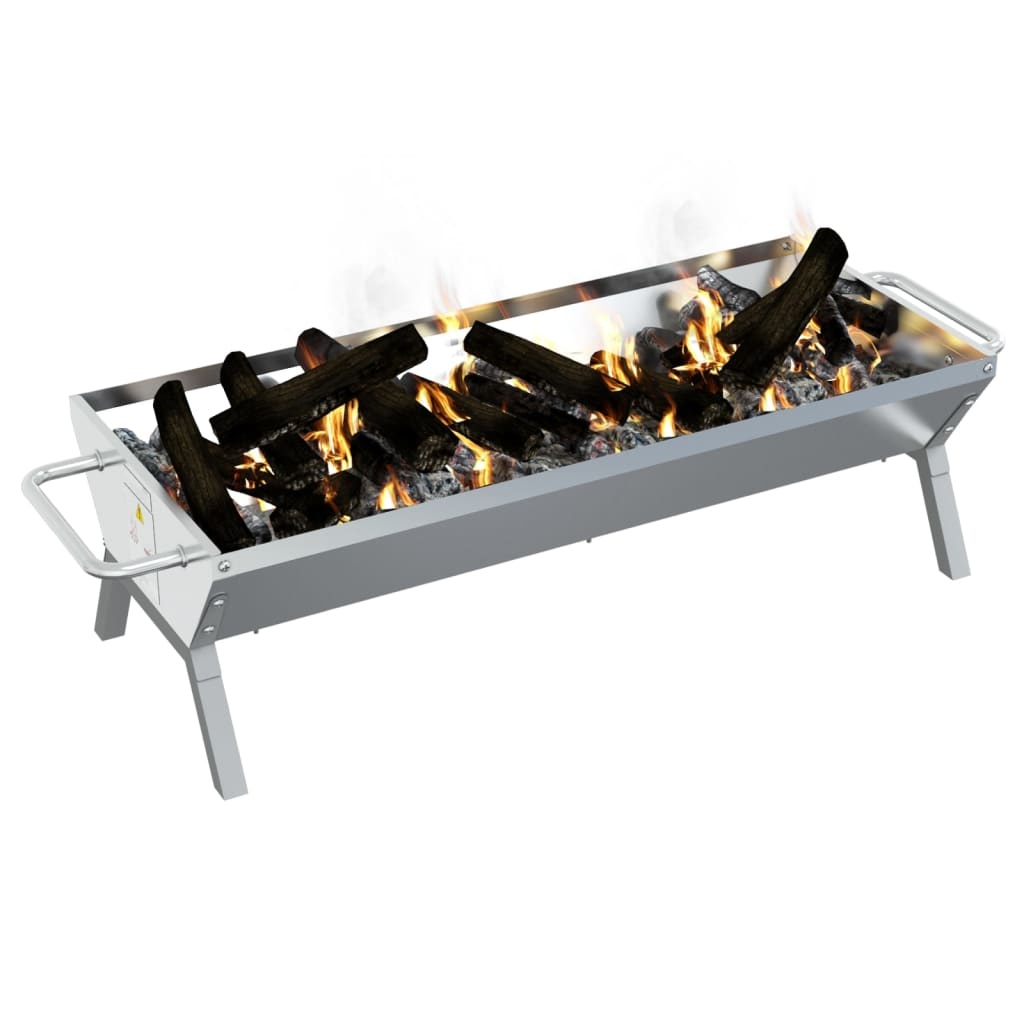 vidaXL Barbecueplaat RVS 118x42x30,5 cm Zilver - 75% Korting