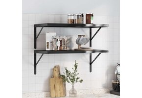 Set van 2 Zwarte RVS Wandschappen 75x40x3cm - 34% Korting