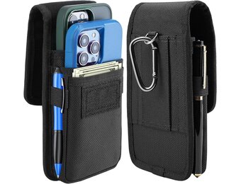Dubbele Telefoon Heuptas (27% Korting) | Nylon Riemtas voor 2 Smartphones