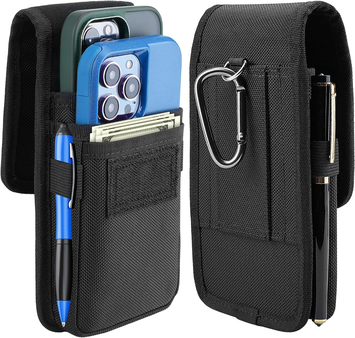 Dubbele Telefoon Heuptas (27% Korting) | Nylon Riemtas voor 2 Smartphones