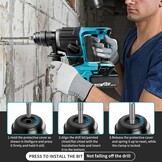 Accuboorhamer, compatibel met Makita 21V, klopboormachine met 8 stuks boren en handschoenen, 2,2 joule, 1400 rpm, 4200 bpm, voor boren, hamerboren, beitelen (zonder accu)