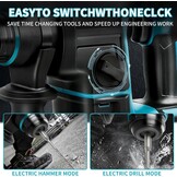 Accuboorhamer, compatibel met Makita 21V, klopboormachine met 8 stuks boren en handschoenen, 2,2 joule, 1400 rpm, 4200 bpm, voor boren, hamerboren, beitelen (zonder accu)