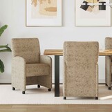 vidaXL Eetkamerstoelen met Wieltjes 2 st Faux suede leer Lichtgrijs