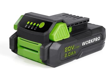WORKPRO 20 V 2.0 Ah Lithium-ion Battery with Power Indicator, and Safe, Compatible with WORKPRO 20 V Cordless Power Tools, Drill, Impact Driver, Impact Wrench, Reciprocating Saw