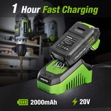 WORKPRO 20 V 2.0 Ah Lithium-ion Battery with Power Indicator, and Safe, Compatible with WORKPRO 20 V Cordless Power Tools, Drill, Impact Driver, Impact Wrench, Reciprocating Saw