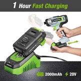 WORKPRO 20 V 2.0 Ah Lithium-ion Battery with Power Indicator, and Safe, Compatible with WORKPRO 20 V Cordless Power Tools, Drill, Impact Driver, Impact Wrench, Reciprocating Saw