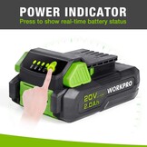 WORKPRO 20 V 2.0 Ah Lithium-ion Battery with Power Indicator, and Safe, Compatible with WORKPRO 20 V Cordless Power Tools, Drill, Impact Driver, Impact Wrench, Reciprocating Saw