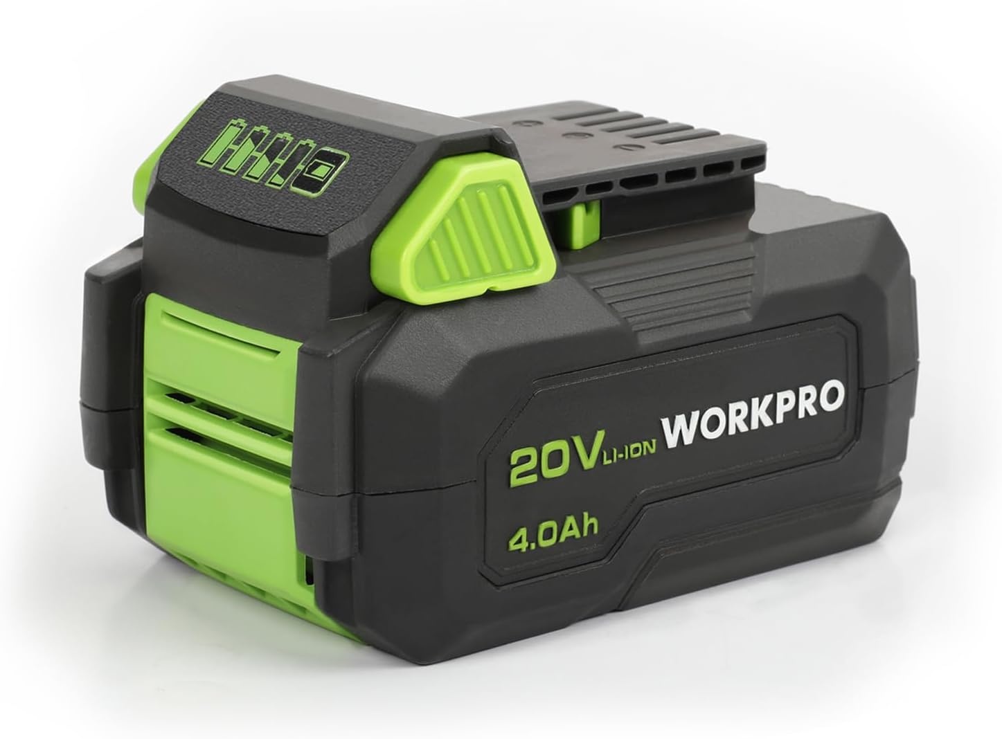 WORKPRO 20 V 2.0 Ah Lithium-ion Battery with Power Indicator, and Safe, Compatible with WORKPRO 20 V Cordless Power Tools, Drill, Impact Driver, Impact Wrench, Reciprocating Saw