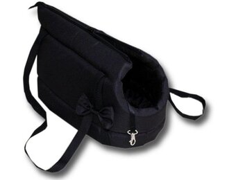 Hondendraagtas Schoudertas voor kleine honden zwart met ritssluiting 36x19x23 cm