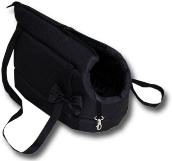 Hondendraagtas Schoudertas voor kleine honden zwart met ritssluiting 36x19x23 cm