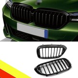 Niergrille Sport Glanzend Zwart Enkele Brug voor BMW 5 Serie G30 G31 (2017-2020) 528LI 530LI 540LI ABS