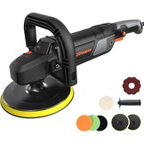 PLS03A Auto Polijstmachine 1500W, roterende polijstmachine 180mm/150mm, 6 variabele snelheden (600-3000 RPM), afneembaar handvat, bufferkit voor auto-detaillering, polijsten en waxen