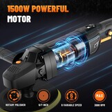 PLS03A Auto Polijstmachine 1500W, roterende polijstmachine 180mm/150mm, 6 variabele snelheden (600-3000 RPM), afneembaar handvat, bufferkit voor auto-detaillering, polijsten en waxen