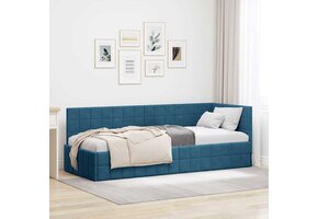 Blauw Fluwelen Hoekbedframe met Hoofdeinde - 35% Korting