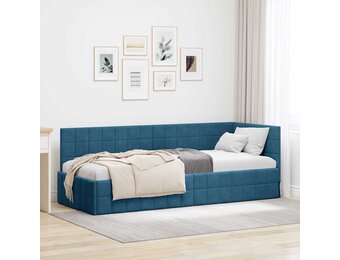 vidaXL Hoekbedframe met hoofdeinde Blauw 80 cm x 200 cm Fluweel