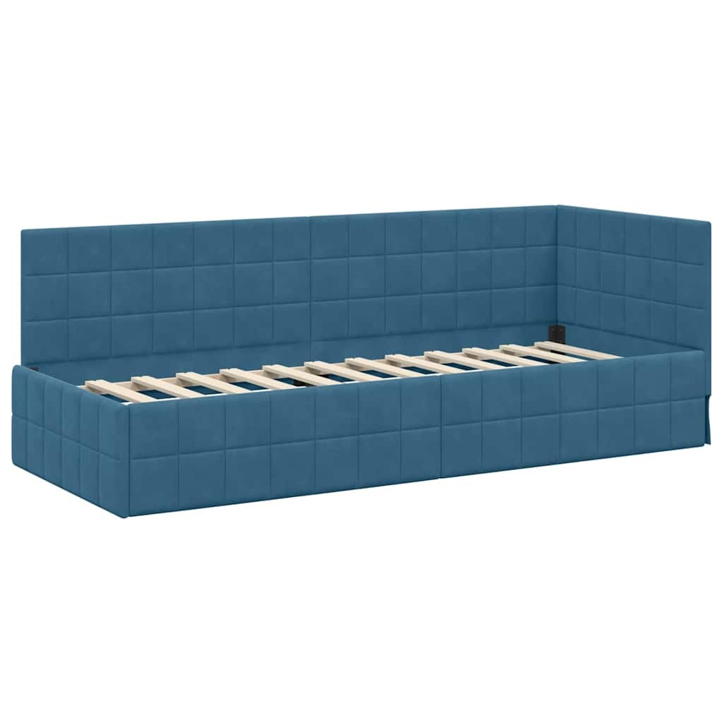 vidaXL Hoekbedframe met hoofdeinde Blauw 80 cm x 200 cm Fluweel