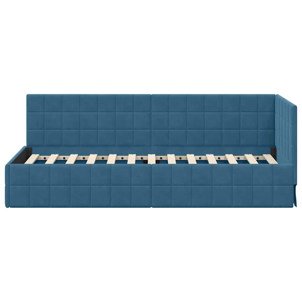 vidaXL Hoekbedframe met hoofdeinde Blauw 80 cm x 200 cm Fluweel