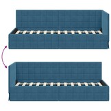 vidaXL Hoekbedframe met hoofdeinde Blauw 80 cm x 200 cm Fluweel