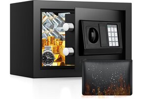 Digitale Kluis 15L: Cijfercode & Sleutels | Vuurvast & Waterdicht | Alarm | Zwart