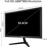 Computermonitor, 50,8 cm (20 inch), 1600 x 900, led-display, CCTV, met VGA/HDMI/AV/BNC/USB, geïntegreerde luidspreker, 5 ms responstijd, 60 Hz, VESA monteerbaar