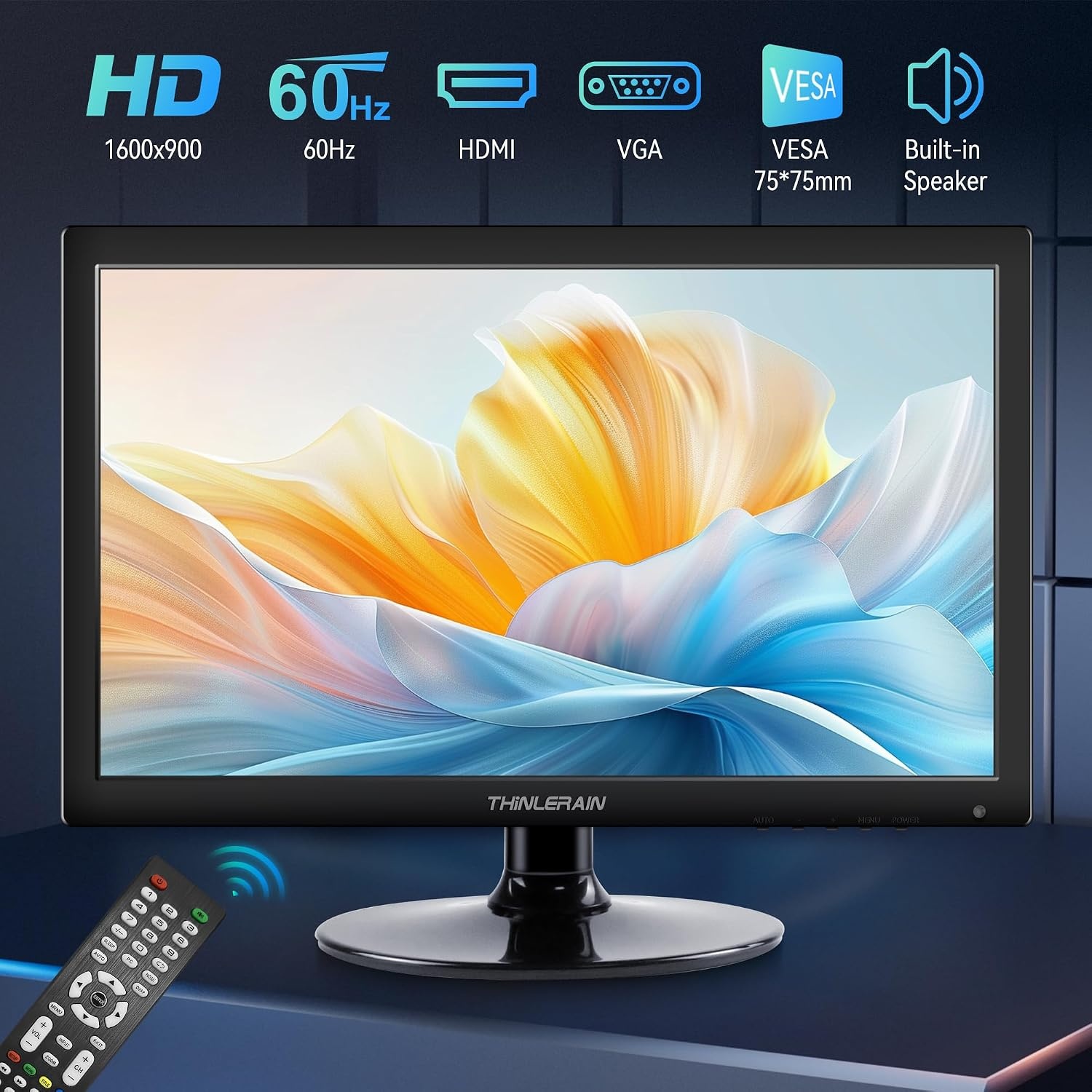 17 inch pc-monitor 1600 x 900 LED-beeldscherm computer monitor met VGA/HDMI/USB, geïntegreerde luidspreker, 5 ms, 60 Hz, VESA, zwart
