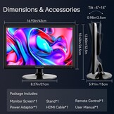 17 inch pc-monitor 1600 x 900 LED-beeldscherm computer monitor met VGA/HDMI/USB, geïntegreerde luidspreker, 5 ms, 60 Hz, VESA, zwart