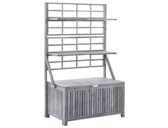 vidaXL Opbergbox met latwerk 99x55x160 cm massief acaciahout grijs