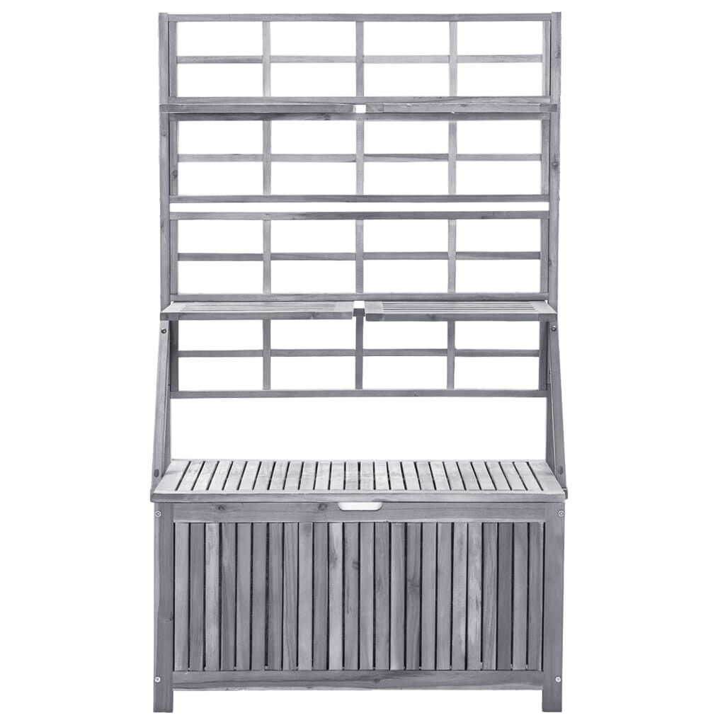 vidaXL Opbergbox met latwerk 99x55x160 cm massief acaciahout grijs