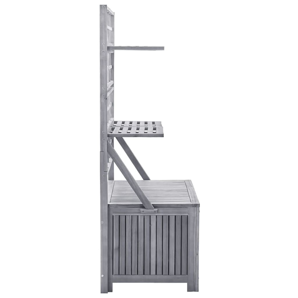 vidaXL Opbergbox met latwerk 99x55x160 cm massief acaciahout grijs