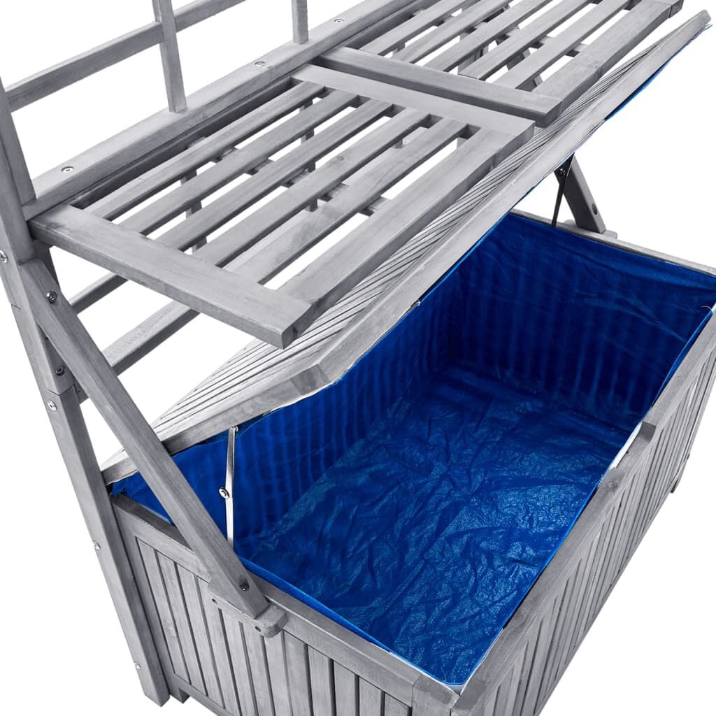 vidaXL Opbergbox met latwerk 99x55x160 cm massief acaciahout grijs